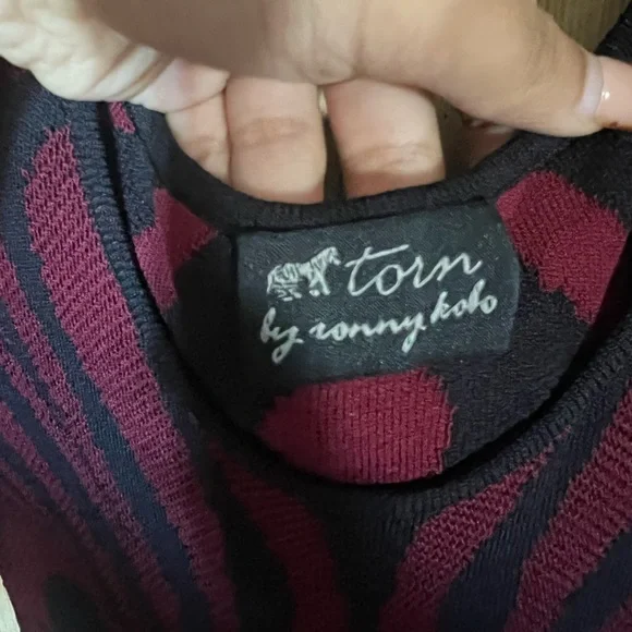 Torn by Ronny Kobo red and black Baroque Jacquard midi dress - Picture 3 of 3